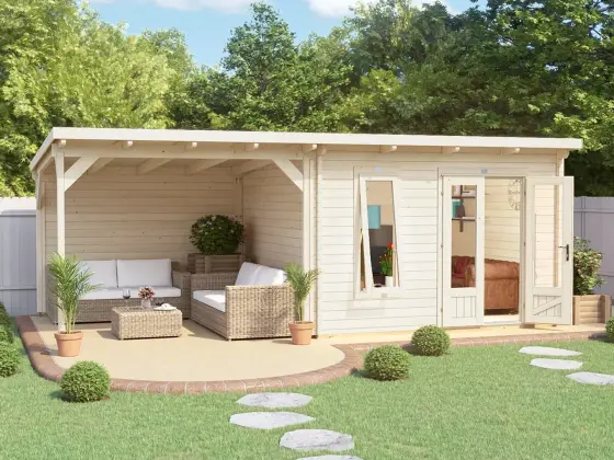 Assassin Log Cabin With Gazebo W6.5m x D3.5m (uPVC)