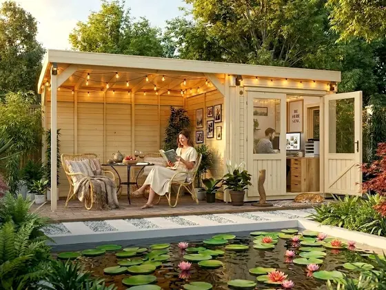 Dominator Classic Garden Office with Side Canopy