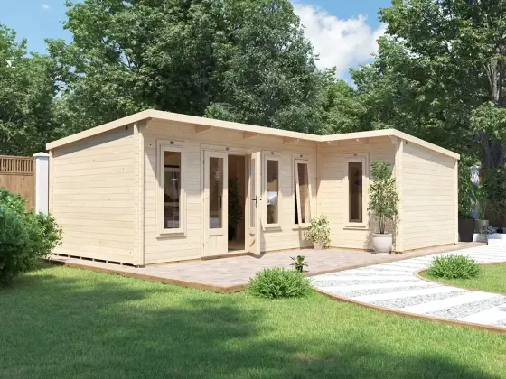 HellWolf Pent L-Shaped Log Cabin