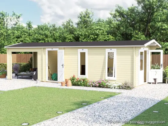 Severn Log Cabin with Side Store and Gazebo Extension